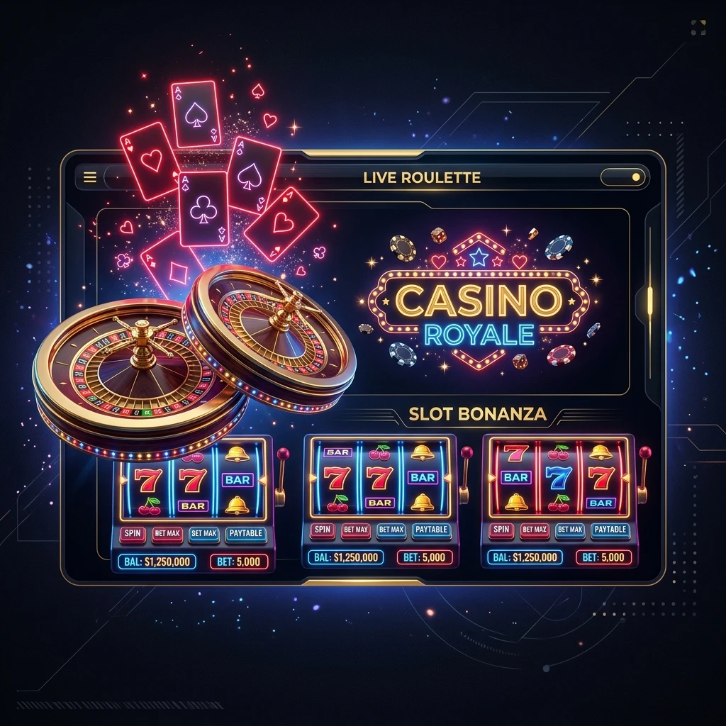 Interface editorial sobre cassino online, slots, apostas esportivas e pagamentos digitais